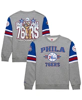 Mitchell & Ness Men's Heather Gray Philadelphia 76ers Hardwood Classics All Over 4.0 Pullover Sweatshirt