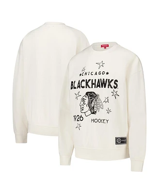 Mitchell & Ness Women's Cream Chicago Blackhawks Logo 3.0 Pullover Sweatshirt