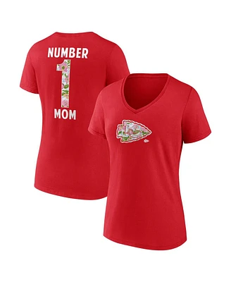 Fanatics Women's Red Kansas City Chiefs Plus Mother's Day Floral V-Neck T-Shirt