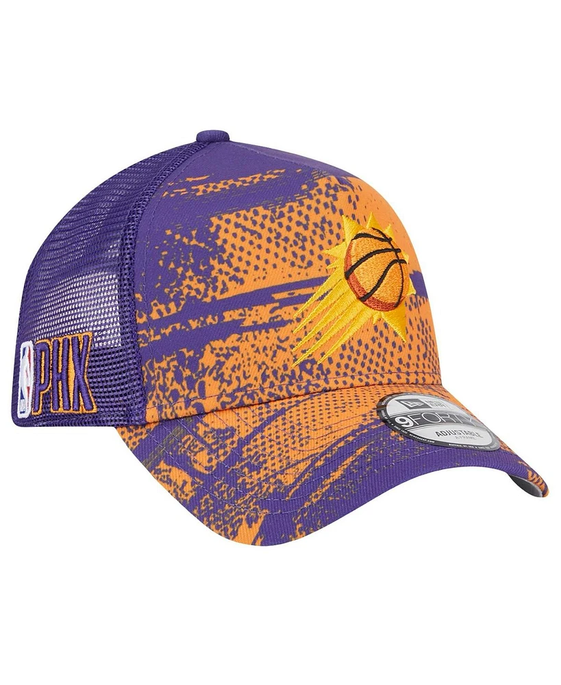 New Era Men's Purple/Orange Phoenix Suns Tip Off A-Frame Trucker 9FORTY Adjustable Hat