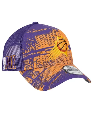 New Era Men's Purple/Orange Phoenix Suns Tip Off A-Frame Trucker 9FORTY Adjustable Hat
