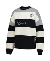 Mitchell & Ness Women's Gray/Black Milwaukee Brewers Cooperstown Collection Blocked Fleece Pullover Sweatshirt