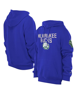 New Era Men's Royal Milwaukee Bucks 2024/25 City Edition Chenille Heavyweight Pullover Hoodie