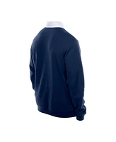 New Era Men's Navy Boston Red Sox Throwback Prep Color Block Rugby Polo Shirt