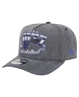 New Era Men's Charcoal Utah Jazz Throwback Washed Pre-Curved 9FIFTY Snapback Hat