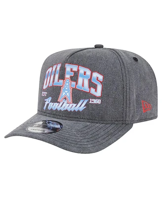 New Era Men's Black Houston Oilers Throwback Washed A-Frame 9FIFTY Snapback Hat