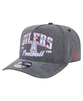 New Era Men's Black Houston Oilers Throwback Washed A-Frame 9FIFTY Snapback Hat