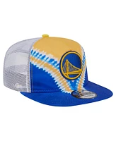 New Era Men's Royal/Gold Golden State Warriors Throwback Dye Golfer Snapback Hat