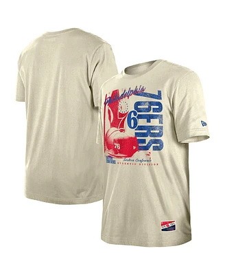 New Era Men's Cream Philadelphia 76ers Distressed Throwback Vintage Color Pack T-Shirt