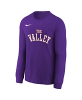 Nike Big Boys and Girls Purple Phoenix Suns 2024/25 City Edition Wordmark Performance Long Sleeve T-Shirt