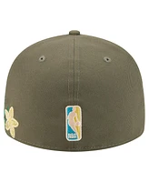 New Era Men's Olive Boston Celtics Tonal Florals 59FIFTY Fitted Hat