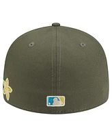 New Era Men's Olive Los Angeles Angels Tonal Florals 59FIFTY Fitted Hat