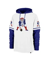'47 Brand Men's White New England Patriots Throwback Shortstop Pullover Hoodie Sweatshirt