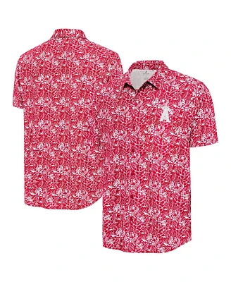Antigua Men's Red Los Angeles Angels Resort Button-Up Shirt