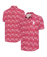 Antigua Men's Red Los Angeles Angels Resort Button-Up Shirt