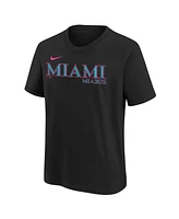 Nike Big Boys and Girls Black Miami Marlins 2025 City Connect Wordmark T-Shirt