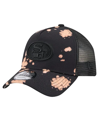 New Era Men's Black San Francisco 49ers Bleached 9FORTY A-Frame Adjustable Hat