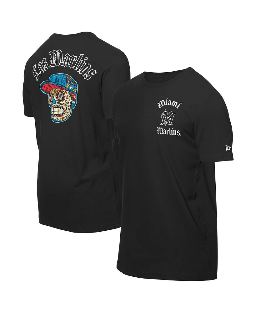 New Era Men's Black Miami Marlins Sugar Skulls T-Shirt