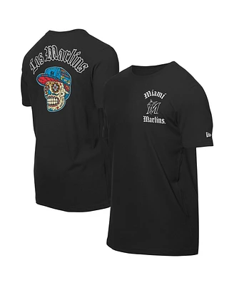 New Era Men's Black Miami Marlins Sugar Skulls T-Shirt