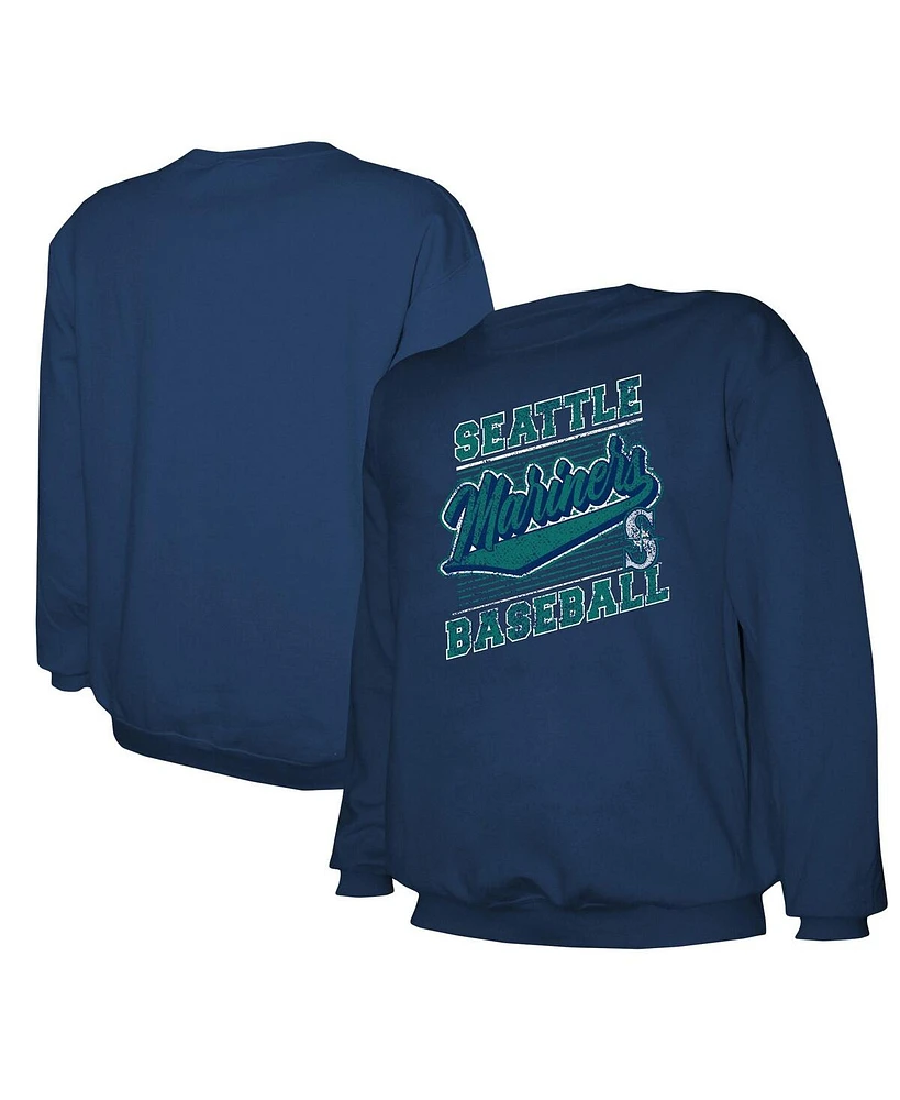 Stitches Men's Navy Seattle Mariners Lightweight Crew Sweatshirt
