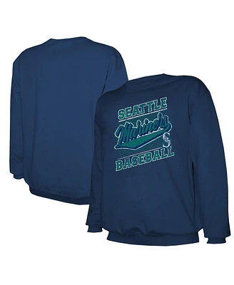 Stitches Men's Navy Seattle Mariners Lightweight Crew Sweatshirt