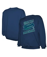 Stitches Men's Navy Seattle Mariners Lightweight Crew Sweatshirt