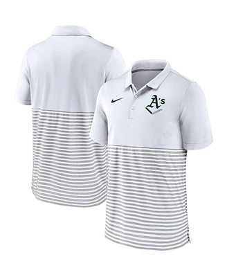 Nike Men's White/Gray Athletics Home Plate Striped Polo Shirt