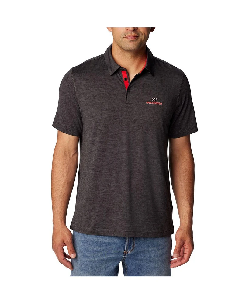 Columbia Men's Heather Black Georgia Bulldogs Tech Trail Omni-Wick Polo Shirt