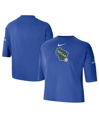 Nike Women's Royal Milwaukee Bucks 2024/25 City Edition Courtside Boxy T-Shirt