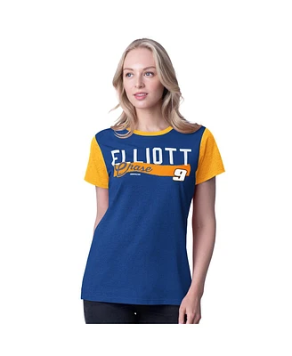 G-iii 4Her by Carl Banks Women's Royal Chase Elliott Racer Color Blocked T-Shirt