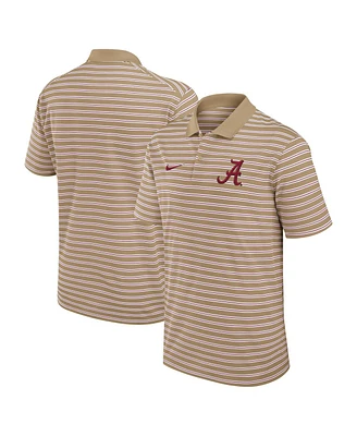 Nike Men's Tan Alabama Crimson Tide Athletic Prep Striped Performance Polo Shirt