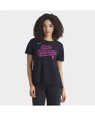 Nike Women's Black Miami Marlins 2025 City Connect Flowy Fashion Tri-Blend Performance T-Shirt
