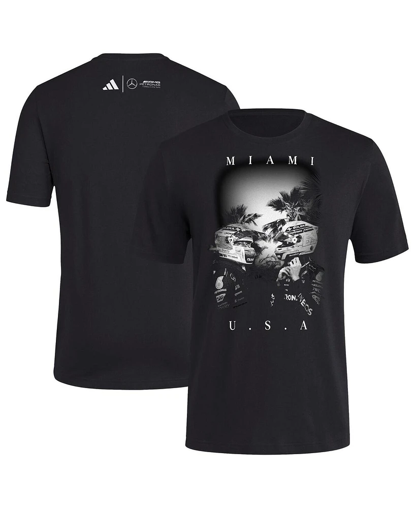 Adidas Men's Black Mercedes-amg Petronas F1 Team 2025 Miami Grand Prix Fresh T-Shirt