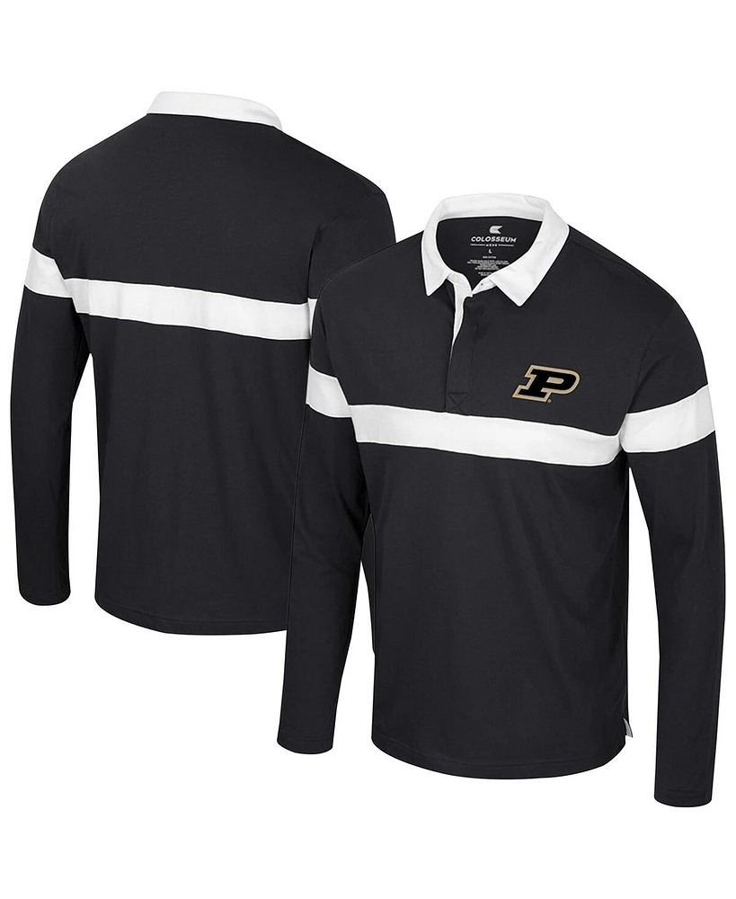 Colosseum Men's Black Purdue Boilermakers Too Cool for School Long Sleeve Polo Shirt