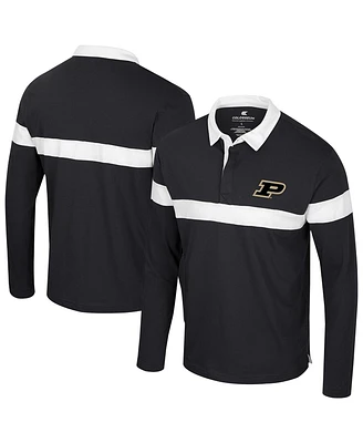Colosseum Men's Black Purdue Boilermakers Too Cool for School Long Sleeve Polo Shirt