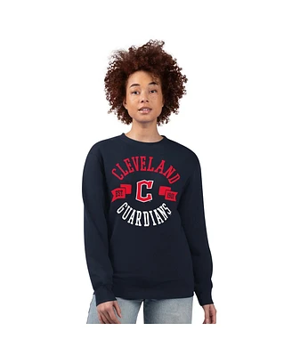 G-iii 4Her by Carl Banks Women's Navy Cleveland Guardians Team Logo Fleece Pullover Sweatshirt