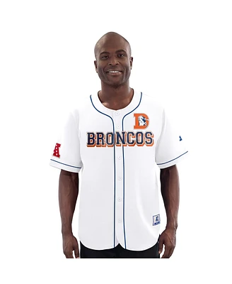Starter Men's White Denver Broncos Relay Vintage Full-Button Baseball Jersey