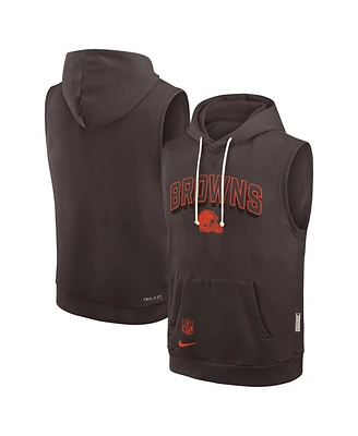 Nike Men's Brown Cleveland Browns Sideline Performance Sleeveless Pullover Hoodie