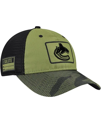 Fanatics Men's Olive Vancouver Canucks Military Appreciation Trucker Adjustable Hat