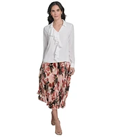 Calvin Klein Petite Ruffle-Trim Collared Blouse