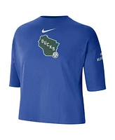 Nike Women's Royal Milwaukee Bucks 2024/25 City Edition Courtside Boxy T-Shirt