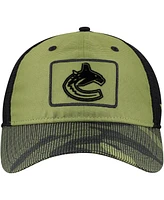 Fanatics Men's Olive Vancouver Canucks Military Appreciation Trucker Adjustable Hat