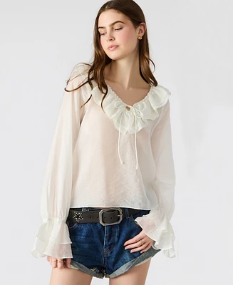 Steve Madden Women's Double-Ruffle Hampton Blouse