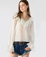 Steve Madden Women's Double-Ruffle Hampton Blouse