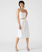 Steve Madden Women's Cotton Embroidered Midi Skirt