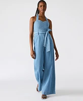 Steve Madden Women's Artie Denim Halter Jumpsuit