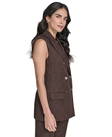 Calvin Klein Petite Double Breasted Sleeveless Blazer