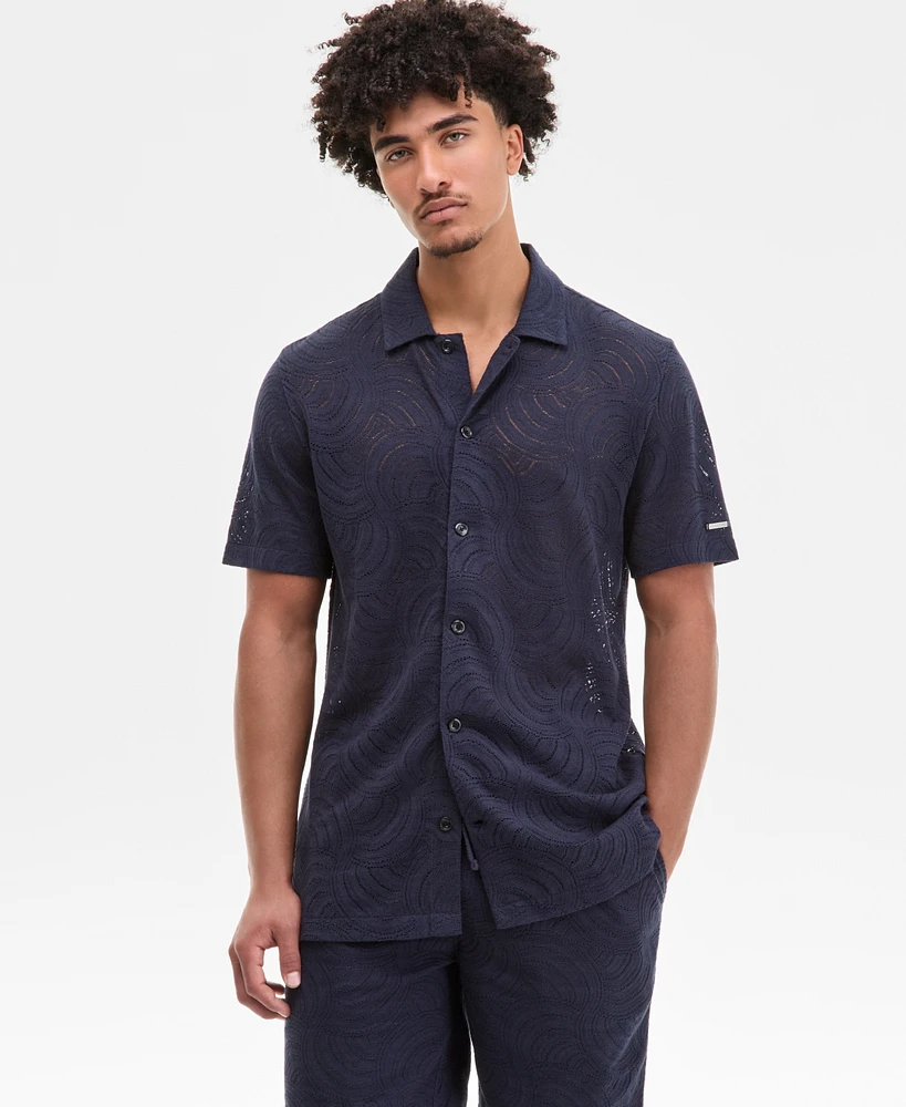 Karl Lagerfeld Paris Men's Open-Weave Jacquard Shirt