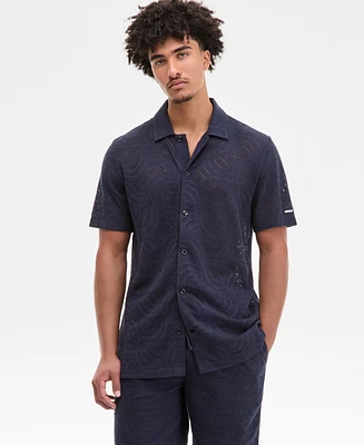 Karl Lagerfeld Paris Men's Open-Weave Jacquard Shirt