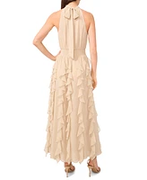 1.state Women's Halter Ruffle Maxi Dress